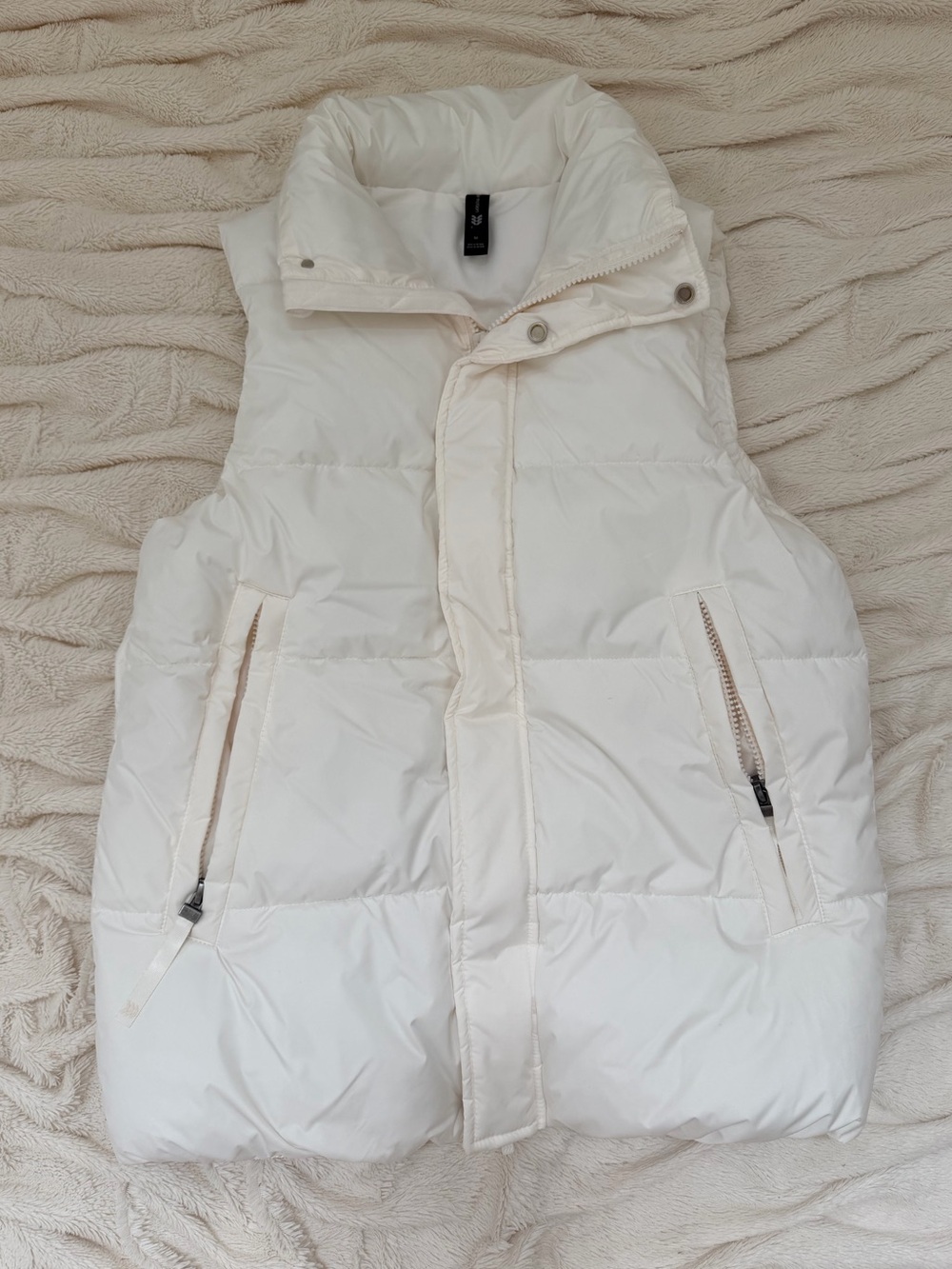 All in Motion puffer vest long full-zip coat oversized white Sz M